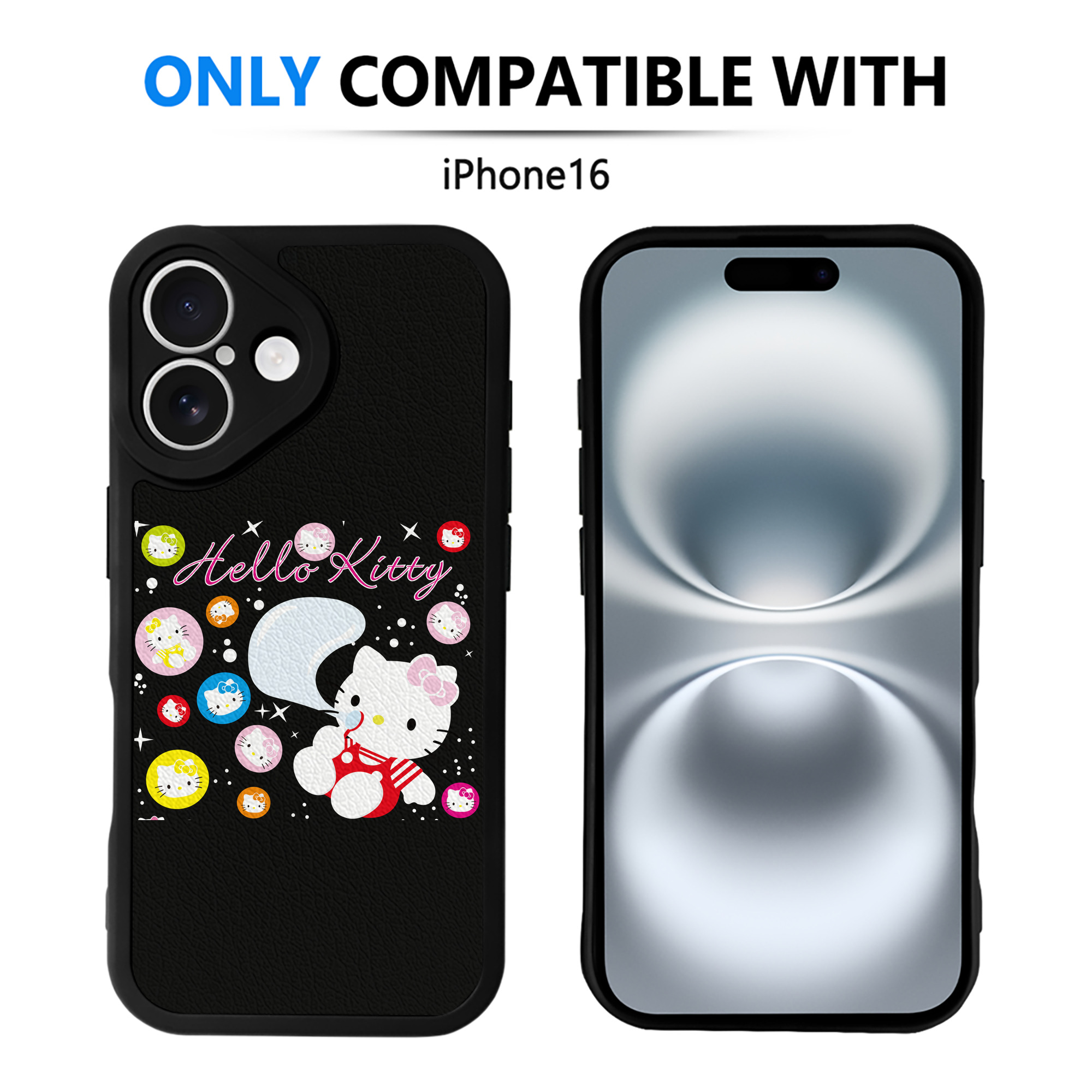 （画像用） Hello Kitty ハローキティ 【iPhone 16シリーズ対応】シリコンスマホケース（レザー調） 材質：シリコン